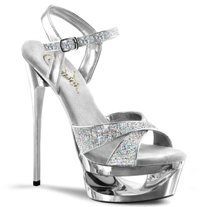 ECLIPSE-619G 6.5" Heel Silver Glitter Pole Dancing Platforms