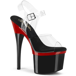 ESTEEM-708 7" Heel Clear/Red-Black Pole Dancing Platforms