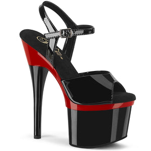 ESTEEM-709BR 7" Heel Black and Red Pole Dancing Platforms