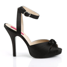 Load image into Gallery viewer, EVE-01 Pleaser Pink Label 5&quot; Heel Black Satin Platform Shoes