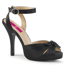 Load image into Gallery viewer, EVE-01 Pleaser Pink Label 5&quot; Heel Black Satin Platform Shoes