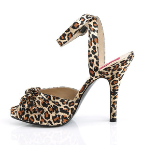 EVE-01 Pink Label 5" Heel Cheetah Satin Platform Shoes