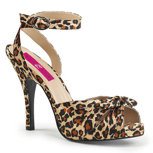 EVE-01 Pink Label 5" Heel Cheetah Satin Platform Shoes