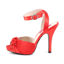 Load image into Gallery viewer, EVE-01 Pleaser Pink Label 5&quot; Heel Red Satin Platform Shoes