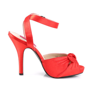 EVE-01 Pleaser Pink Label 5" Heel Red Satin Platform Shoes