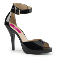 Load image into Gallery viewer, EVE-02 Pleaser Pink Label 5&quot; Heel Black Patent Platform Shoe