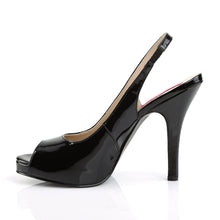 Load image into Gallery viewer, EVE-04 Pleaser Pink Label 5&quot; Heel Black Patent Platform Shoe