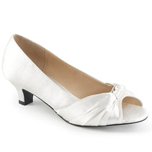 Load image into Gallery viewer, FAB-422 Pleaser Pink Label 2&quot; Heel Ivory Satin Fetish Shoes