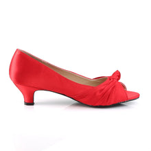 Load image into Gallery viewer, FAB-422 Pleaser Pink Label 2&quot; Heel Red Satin Fetish Footwear