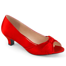 Load image into Gallery viewer, FAB-422 Pleaser Pink Label 2&quot; Heel Red Satin Fetish Footwear