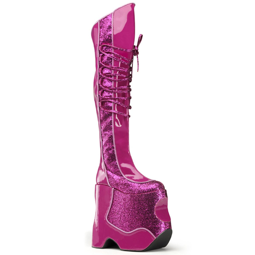 FABULOUS-3035 Fetish 9 Inch Heel Pink Platform Thigh Boots