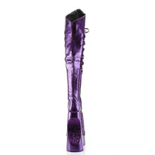 Load image into Gallery viewer, FABULOUS-3035 Pink Label 9&quot; Heel Purple Crinkle Thigh Boots