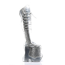 Load image into Gallery viewer, FABULOUS-3035 Pink Label 9&quot; Heel Silver Platform Thigh Boots