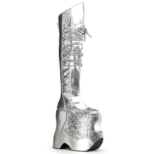 Load image into Gallery viewer, FABULOUS-3035 Pink Label 9&quot; Heel Silver Platform Thigh Boots