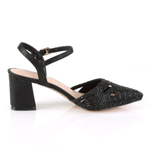 FAYE-06 Fetish 3" Heel Black Shimmering Fabric Sexy Shoes