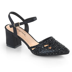 FAYE-06 Fetish 3" Heel Black Shimmering Fabric Sexy Shoes