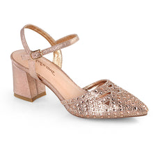 Load image into Gallery viewer, FAYE-06 Fetish 3&quot; Heel Rose Gold Shimmering Fabric Sexy Shoe