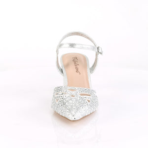 FAYE-06 Fetish 3" Heel Silver Shimmering Fabric Sexy Shoes