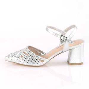 FAYE-06 Fetish 3" Heel Silver Shimmering Fabric Sexy Shoes