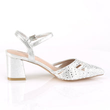 Load image into Gallery viewer, FAYE-06 Fetish 3&quot; Heel Silver Shimmering Fabric Sexy Shoes