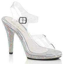 Load image into Gallery viewer, FLAIR-408DM Posing Competition Clear Silver Rhinestones Shoe