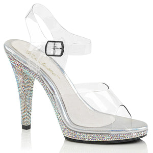 FLAIR-408DM Posing Competition Clear Silver Rhinestones Shoe