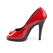 Load image into Gallery viewer, FLAIR-474 Pleaser Pink Label 4.5 Inch Heel Red Platform Shoe