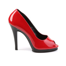 Load image into Gallery viewer, FLAIR-474 Pleaser Pink Label 4.5 Inch Heel Red Platform Shoe