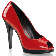 Load image into Gallery viewer, FLAIR-474 Pleaser Pink Label 4.5 Inch Heel Red Platform Shoe