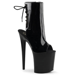 FLAMINGO-1018 8" Heel Black Patent Pole Dancing Platforms