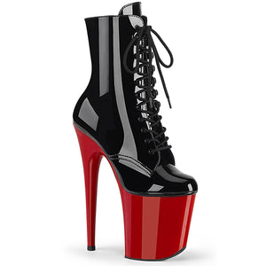 FLAMINGO-1020 8" Black Patent and Red Pole Dancer Platforms