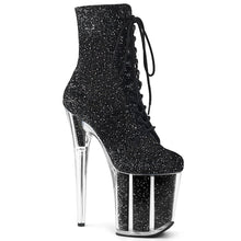 Load image into Gallery viewer, FLAMINGO-1020G 8&quot; Heel Black Glitter Pole Dancing Platforms