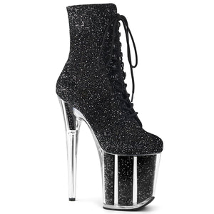 FLAMINGO-1020G 8" Heel Black Glitter Pole Dancing Platforms