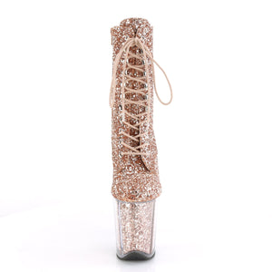 FLAMINGO-1020G 8" Heel Rose Gold Glitter Pole Dancer Shoes