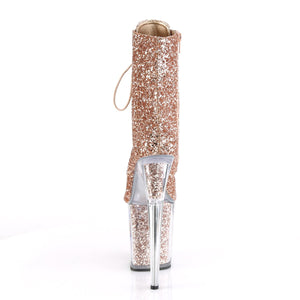 FLAMINGO-1020G 8" Heel Rose Gold Glitter Pole Dancer Shoes