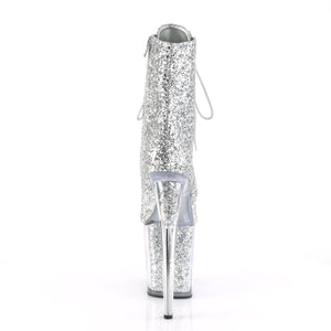 FLAMINGO-1020G 8" Heel Silver Glitter Pole Dancing Platforms