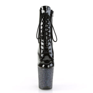 FLAMINGO-1020LG 8" Heel Black Glitter Pole Dancing Shoes