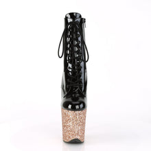 Load image into Gallery viewer, FLAMINGO-1020LG 8&quot; Heel Black Rose Gold Glitter Sexy Shoes