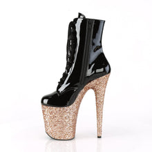 Load image into Gallery viewer, FLAMINGO-1020LG 8&quot; Heel Black Rose Gold Glitter Sexy Shoes