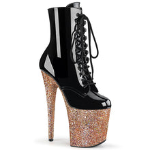 Load image into Gallery viewer, FLAMINGO-1020LG 8&quot; Heel Black Rose Gold Glitter Sexy Shoes