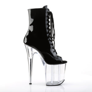 FLAMINGO-1021 8" Heel Black and Clear Pole Dancing Platforms