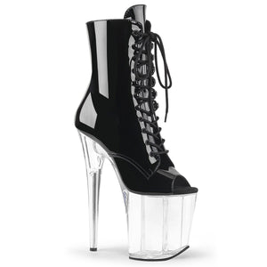 FLAMINGO-1021 8" Heel Black and Clear Pole Dancing Platforms