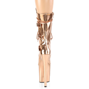 FLAMINGO-1053 8" Heel Rose Gold Metallic Pole Dancer Shoes