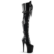 Load image into Gallery viewer, FLAMINGO-3028 8&quot; Black Stretch Patent Pole Dancer Platforms