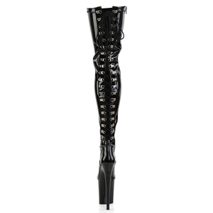 FLAMINGO-3063 8" Black Stretch Patent Pole Dancer Platforms