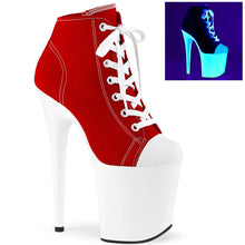 Load image into Gallery viewer, FLAMINGO-800SK-02 8&quot; Heel Red Canvas Pole Dancing Platforms