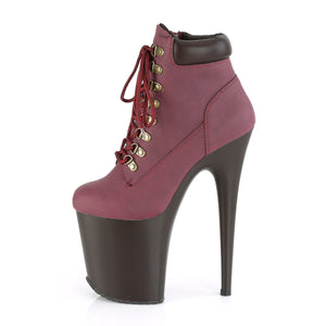 FLAMINGO-800TL-02 8" Heel Burgundy Nubuck Pole Dancer Shoes