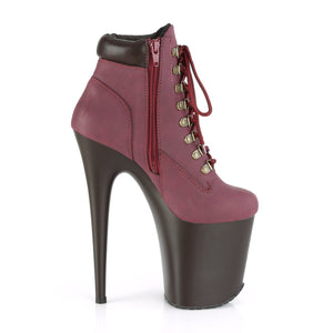 FLAMINGO-800TL-02 8" Heel Burgundy Nubuck Pole Dancer Shoes