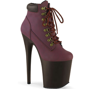 FLAMINGO-800TL-02 8" Heel Burgundy Nubuck Pole Dancer Shoes