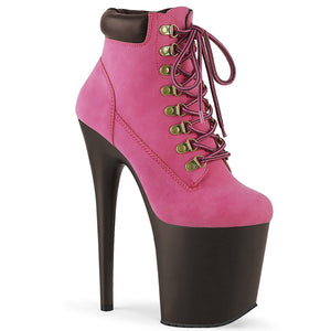 FLAMINGO-800TL-02 8" Heel Hot Pink Nubuck Pole Dancer Shoes